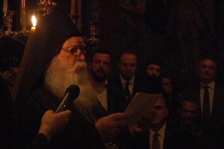 Ομιλία του Καθηγουμένου της Ι.Μ. Ξενοφώντος κατά την επίσκεψη του Οικουμενικού Πατριάρχου στην Ιερά Μονή